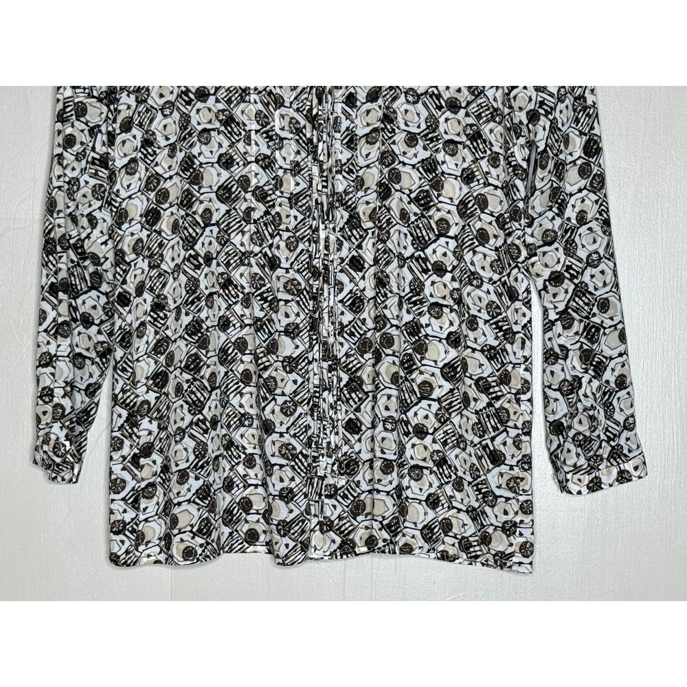 J. Jill Black White Tan Geometric Print V Neck Tunic Top XS - Picture 3 of 8